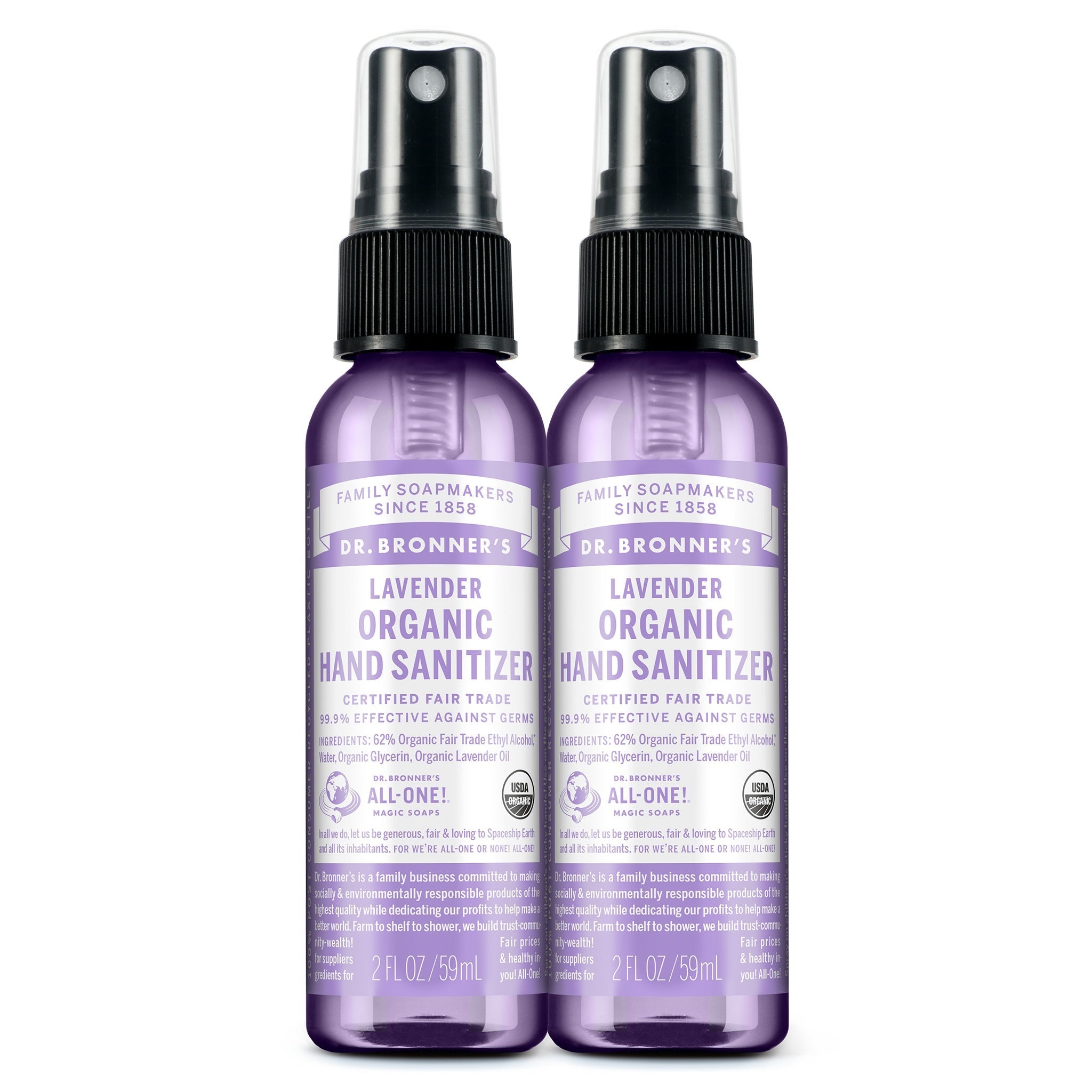 Dr Bronner's Lavender - Hand Sanitizer 2-Pack