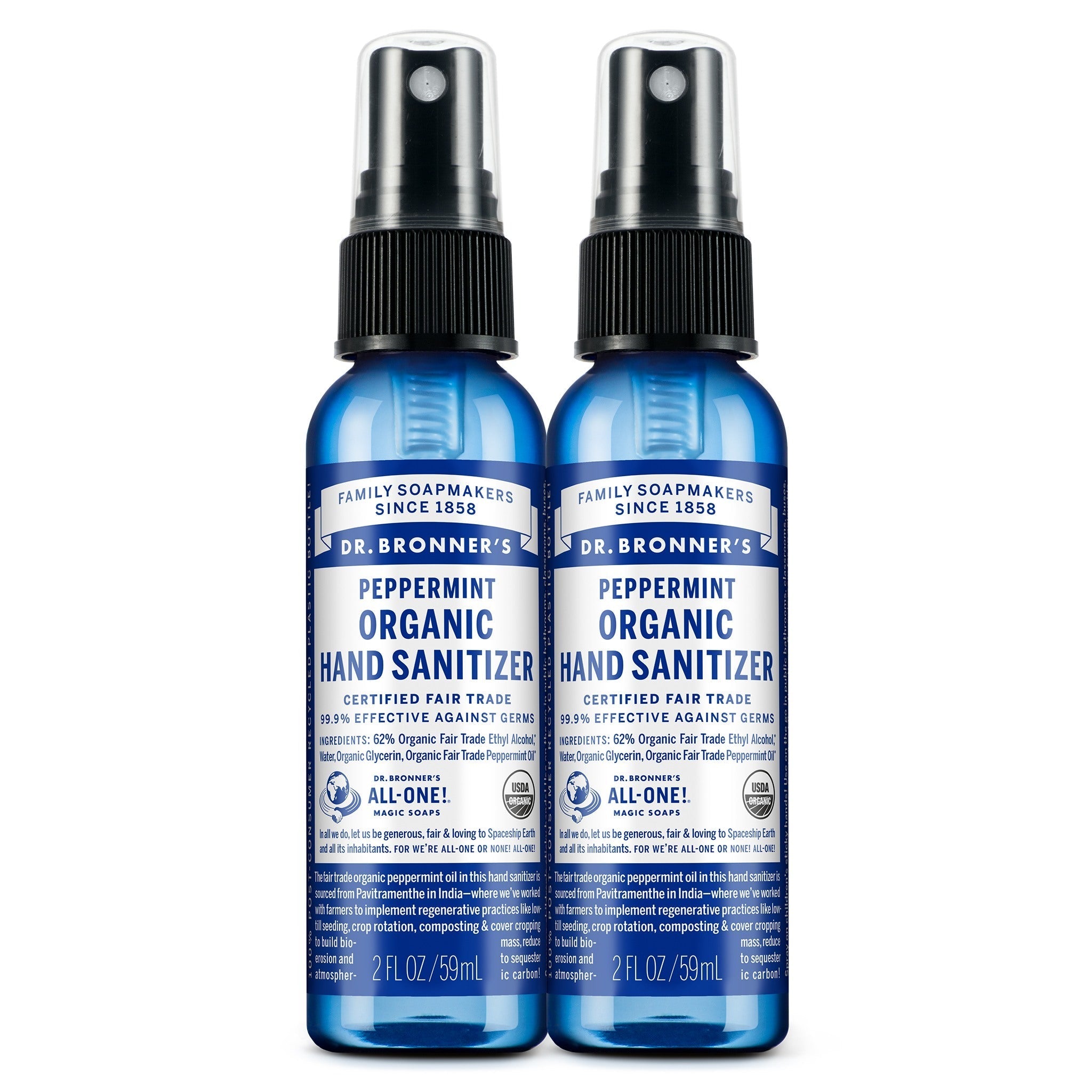 Dr Bronner's Peppermint - Hand Sanitizer 2-Pack