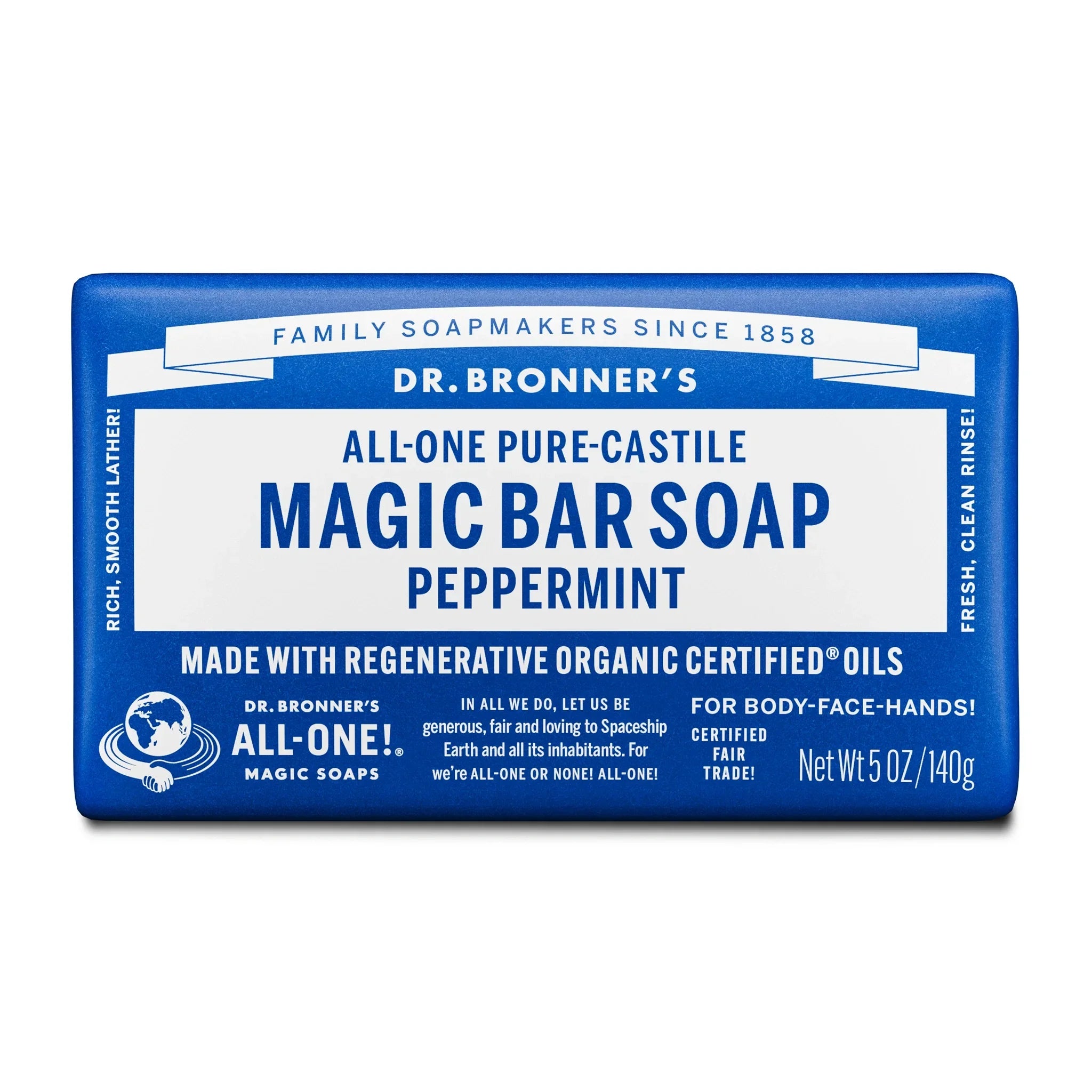 Dr Bronner's Peppermint - Pure-Castile Magic Bar Soap
