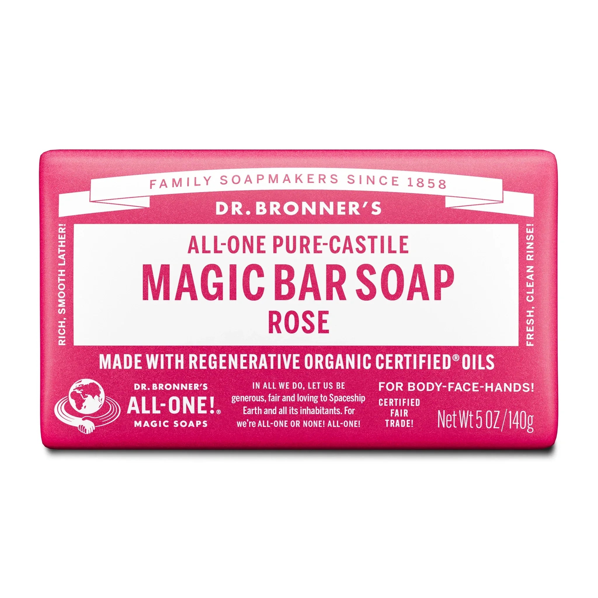Dr Bronner's Rose - Pure-Castile Magic Bar Soap