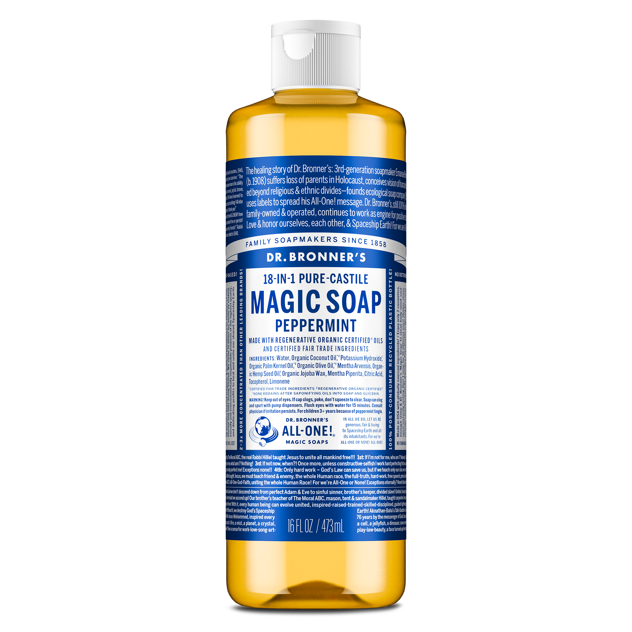 Dr Bronner's Peppermint - Pure-Castile Magic Soap