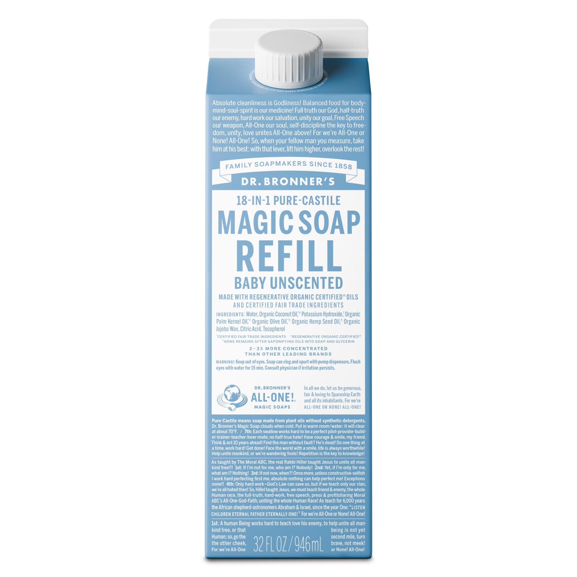 Dr Bronner's Unscented - Pure-Castile Magic Soap Refill