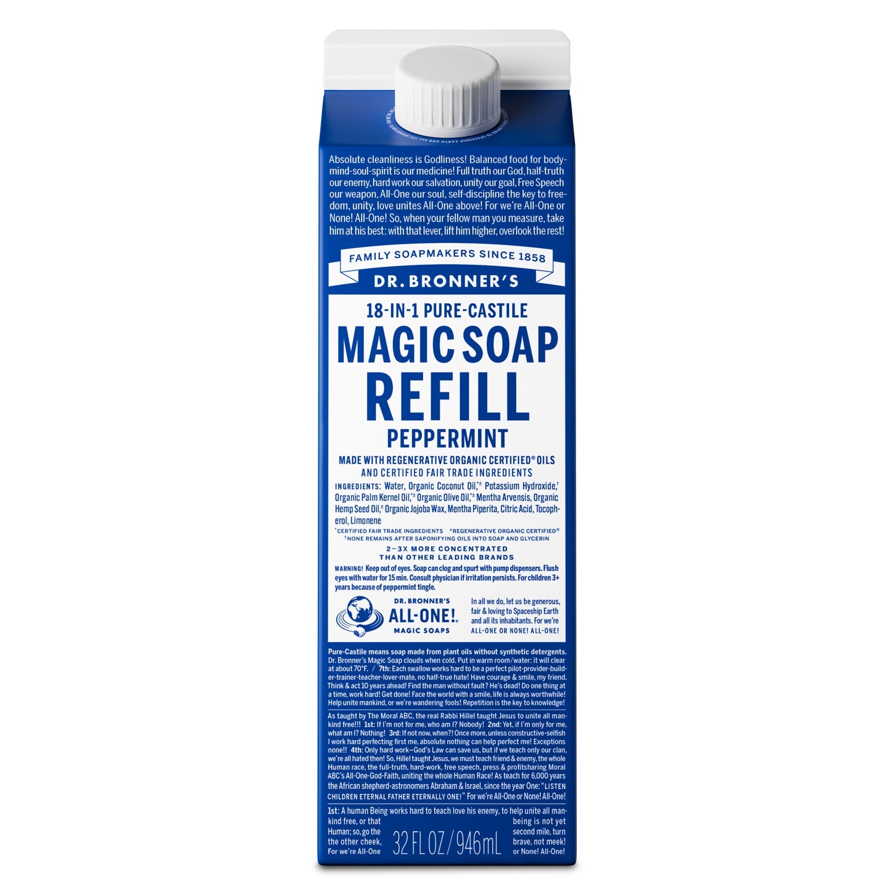 Dr Bronner's Peppermint - Pure-Castile Magic Soap Refill