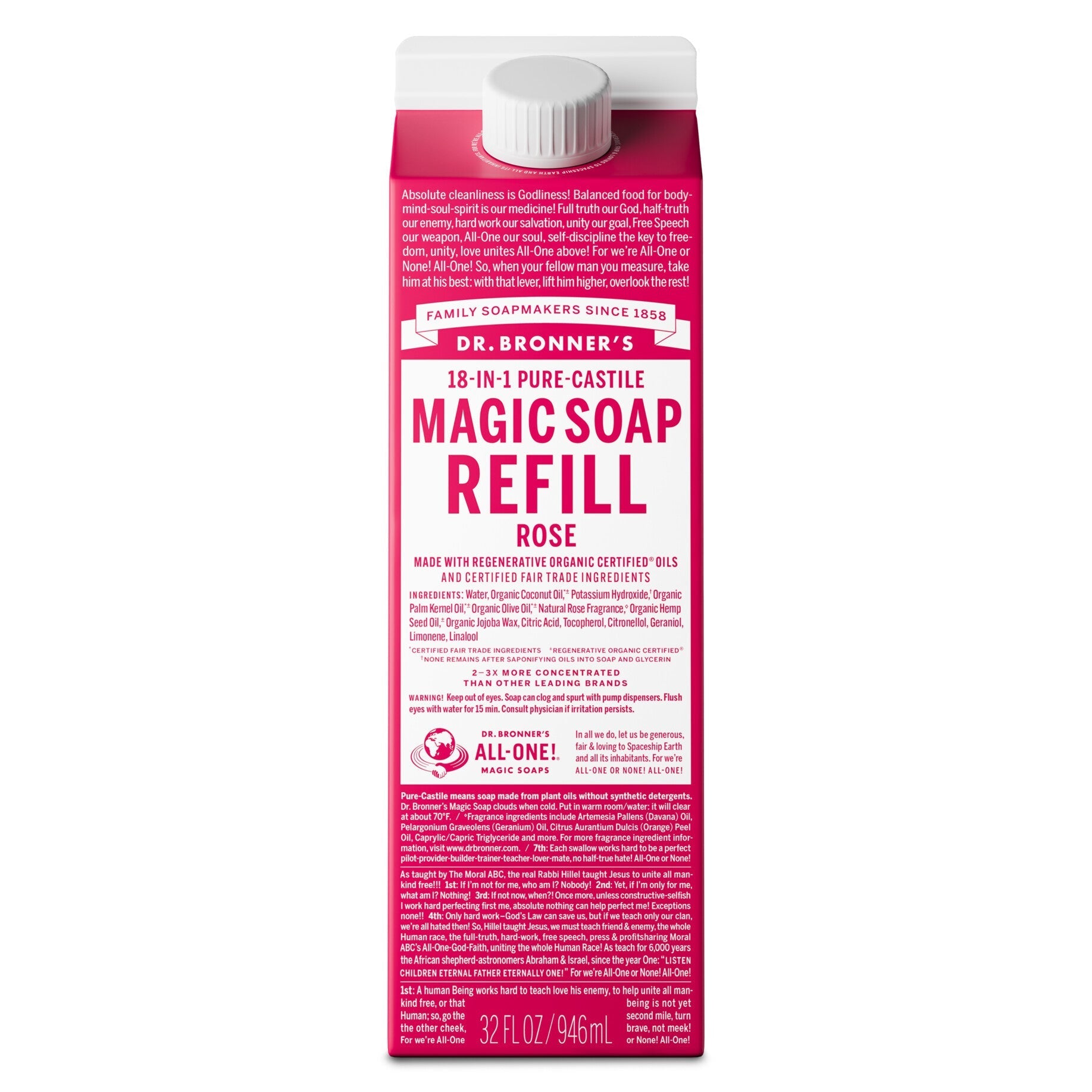 Dr Bronner's Rose - Pure-Castile Magic Soap Refill